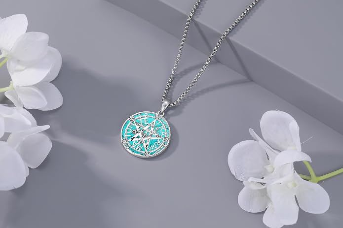 Turquoise Jewelry for Women Men 925 Sterling Silver Pendant Urn Necklaces for Ashes Picture Locket Necklace Thor Hammer Yggdrasil Virgen De Guadalupe St Michael Christopher Judas Witches Knot Necklace