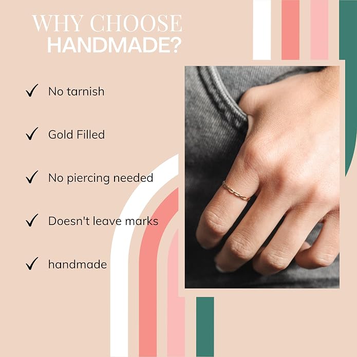 Harmony Braided Stacking Ring | Gold Statement Ring | Gold-Filled for Women | Simple and Elegant | Minimalist Jewelry | Waterproof Everyday Wear | Stacking Ring | Handmade
