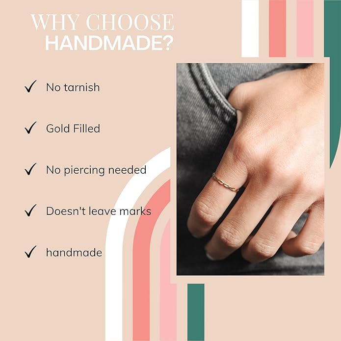 Harmony Braided Stacking Ring | Gold Statement Ring | Gold-Filled for Women | Simple and Elegant | Minimalist Jewelry | Waterproof Everyday Wear | Stacking Ring | Handmade