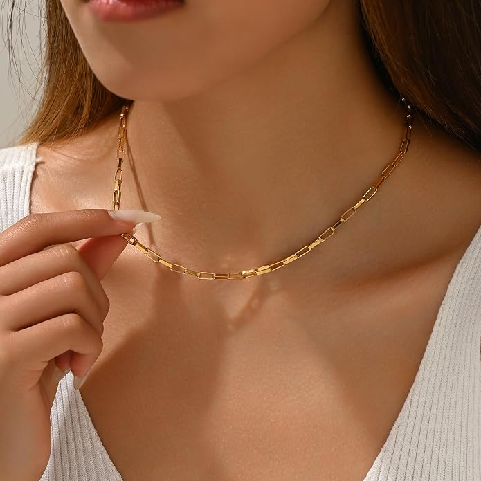 Gold Chain Necklace for Women Dainty Simple Satellite Beaded Twisted Chain Choker Necklace Everyday Jewelry Christmas Gifts