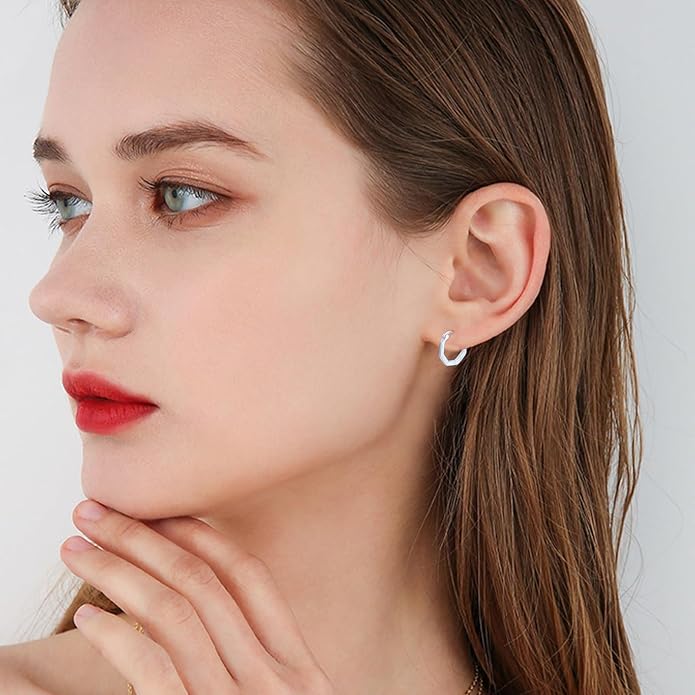 KiiKii Opal Hoop Earrings for Women 925 Sterling Silver 15mm Twisted Huggie Earrings Opal Jewelry Gifts for Birthday Anniversary Christmas