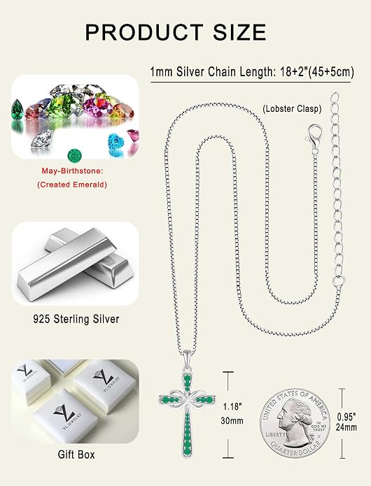 YL 925 Sterling Silver Cross Necklace for Women Halo Infinity Pendant Cubic Zirconia Jewelry for Mom