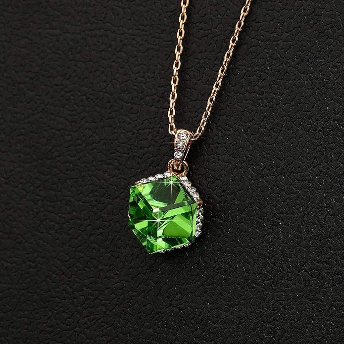 EVEVIC Color Changing Cubic Austrian Crystal Pendant Necklaces for Women 14K Gold Plated Hypoallergenic Jewelry