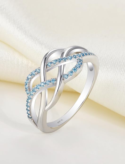 YL Celtic Knot Rings 925 Sterling Silver Twisted Knot Ring Birthstone Infinity Statement Jewelry for Women-size5