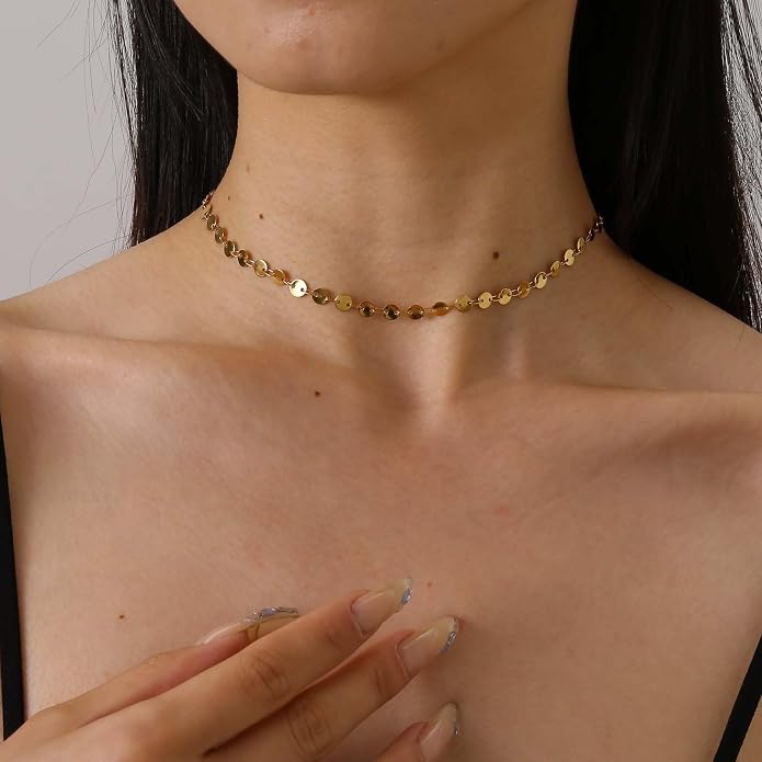 Gold Chain Necklace for Women Dainty Simple Satellite Beaded Twisted Chain Choker Necklace Everyday Jewelry Christmas Gifts