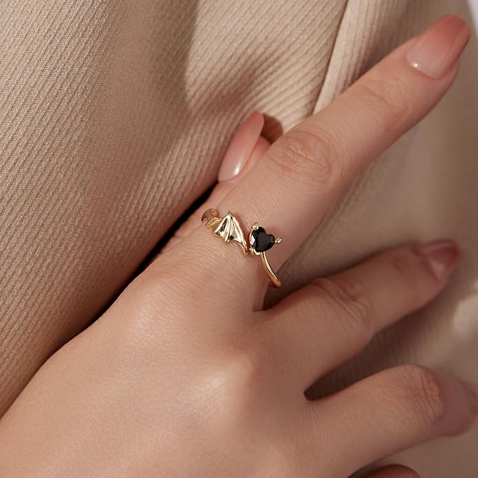 Adjustable Koi Fish Smake Dachshund Kitten Cat Hummingbird leaf Dragon Stackable Rings Lucky Protection Gold Adjustable Animal Themed Fortune Protection Ring Good Luck Statement Jewelry Women Grandma Mom Daughter