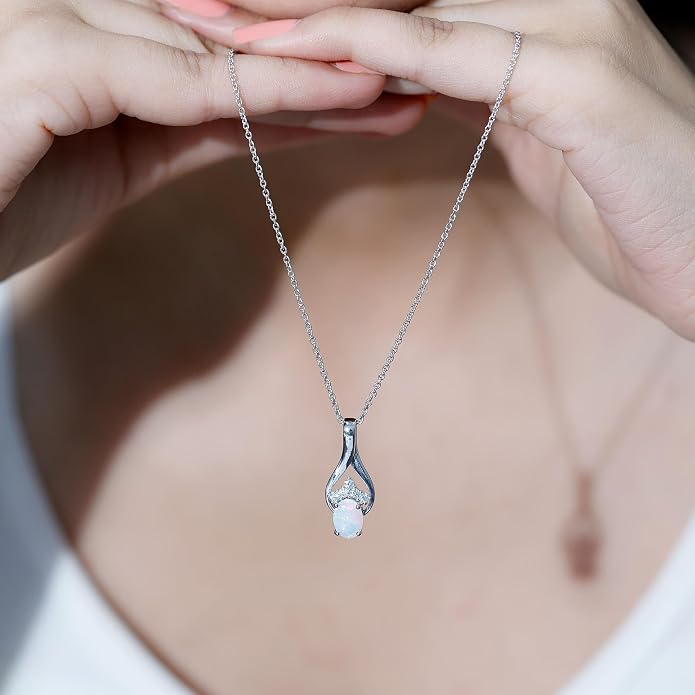 Natural 1.2 Carat Ethiopian Opal Teardrop Necklace With Silver Chain, AAA Quality - Fine Jewelry Gift
