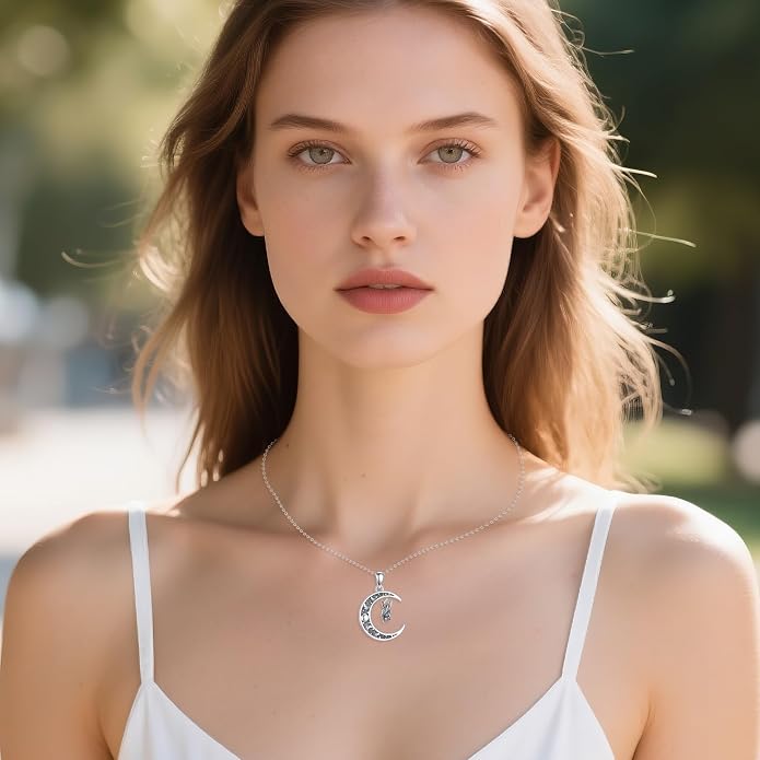 Sun and Moon Necklace 925 Sterling Silver Sun Moon Pendant Gemstone Jewelry Gifts for Women