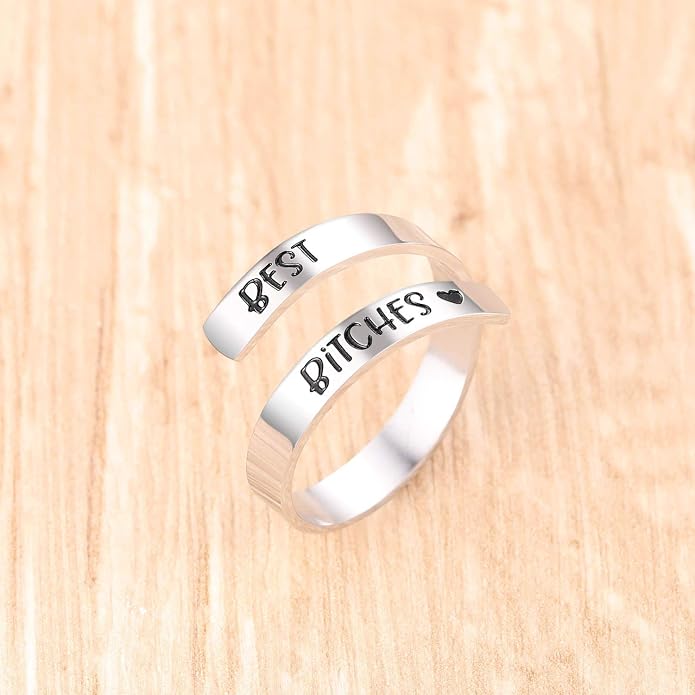 ZRAY Silver Keep Going Ring Inspirational Jewelry Stainless Steel Engraving Size Adjustable Personality Encouragement Gift for Women Teens Girls