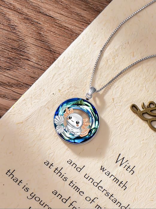 Midari Ocean Necklace 925 Sterling Silver Flamingo Mama Bear Dolphin Penguin Sea Turtle Axolotl Desert Cactus Nautical Rudder Tropical Palm Compass Wave Pendant Boho Jewelry Gifts for Women Men