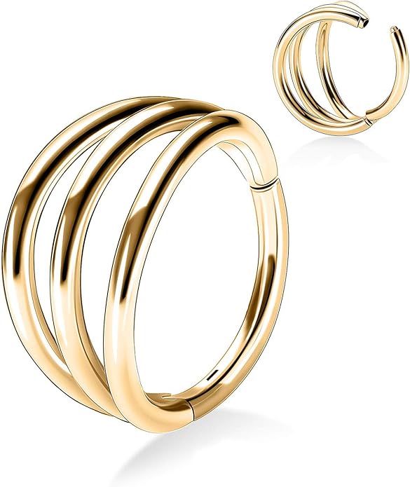 316L Surgical Steel Septum Clicker Ring Nose Ring Hoop Sleeper Hoop Earring Helix Rook Conch Cartilage Daith Tragus Earrings Lobe Nose Piercing Jewelry for Women