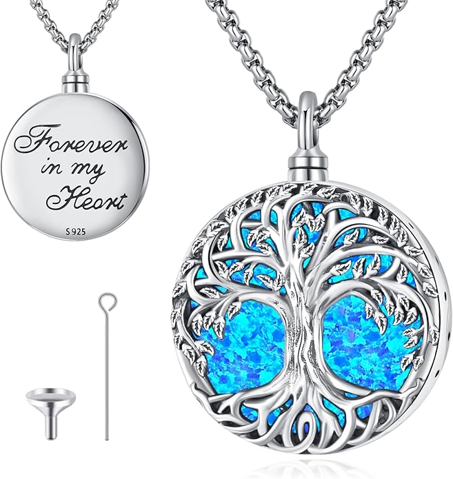 Jewelry Gifts - Tree of Life Necklace Sterling Silver Abalone Shell/Opal/Moonstone/Black Onyx/Turquoise/Malachite/Crystal Family Tree of Life Jewelry for Women Men