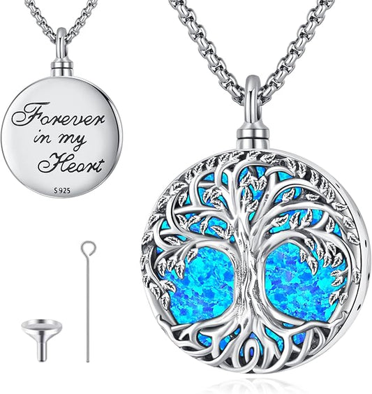 Jewelry Gifts - Tree of Life Necklace Sterling Silver Abalone Shell/Opal/Moonstone/Black Onyx/Turquoise/Malachite/Crystal Family Tree of Life Jewelry for Women Men