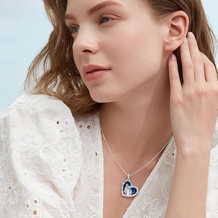 PROESS S925 Sterling Silver Daughter Heart Pendant Necklace from Dad Mom I Love You Forever Jewelry