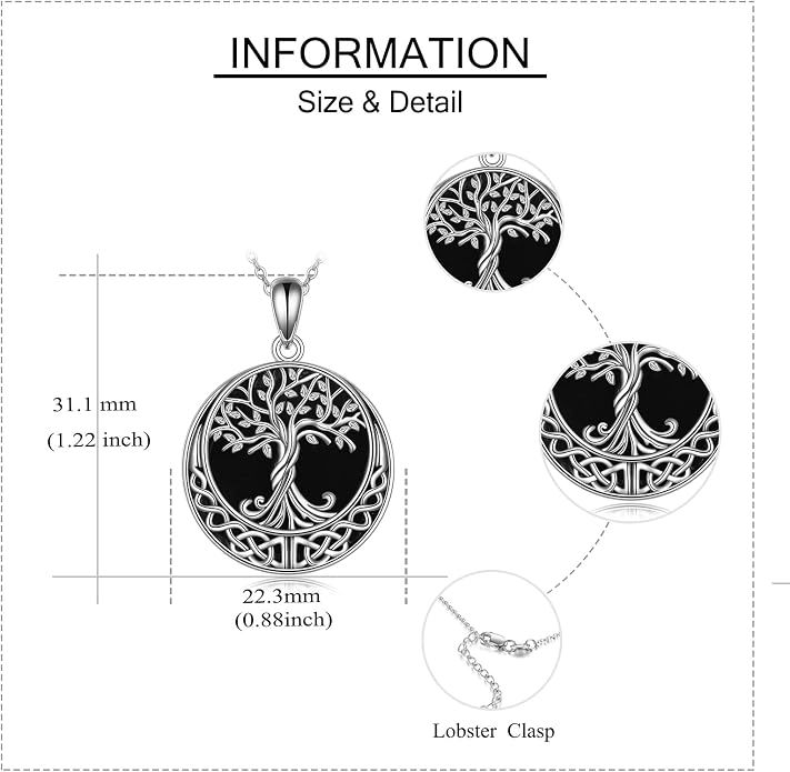 ONEFINITY Tree of Life Necklace 925 Sterling Silver Abalone Shell Celtic Knot Pendant Necklace for Women Jewelry