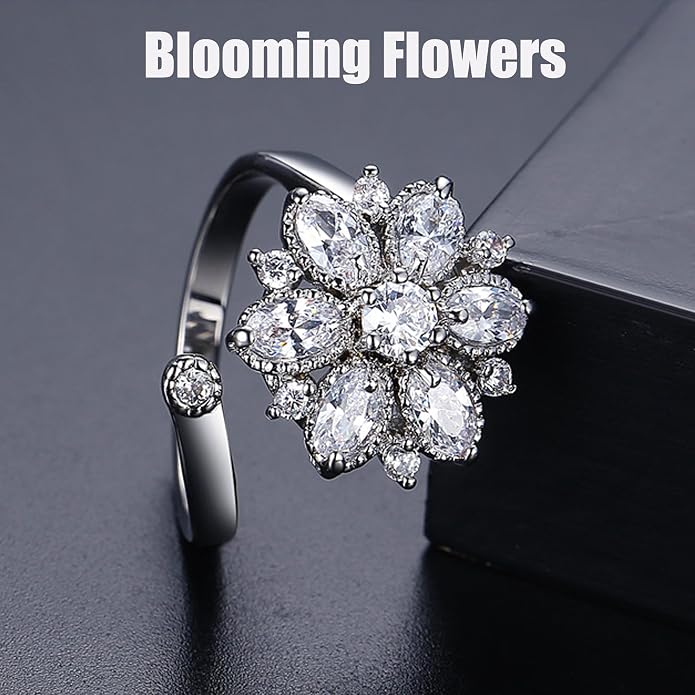 18K Gold Plated Rings for Women and Teen Girls Non Tarnish Cubic Zirconia Fidget Ring Butterfly/Snake/Mesh/Cross/Crown Knuckle Ring Open Adjustable Statement Stacking Chunky Rings