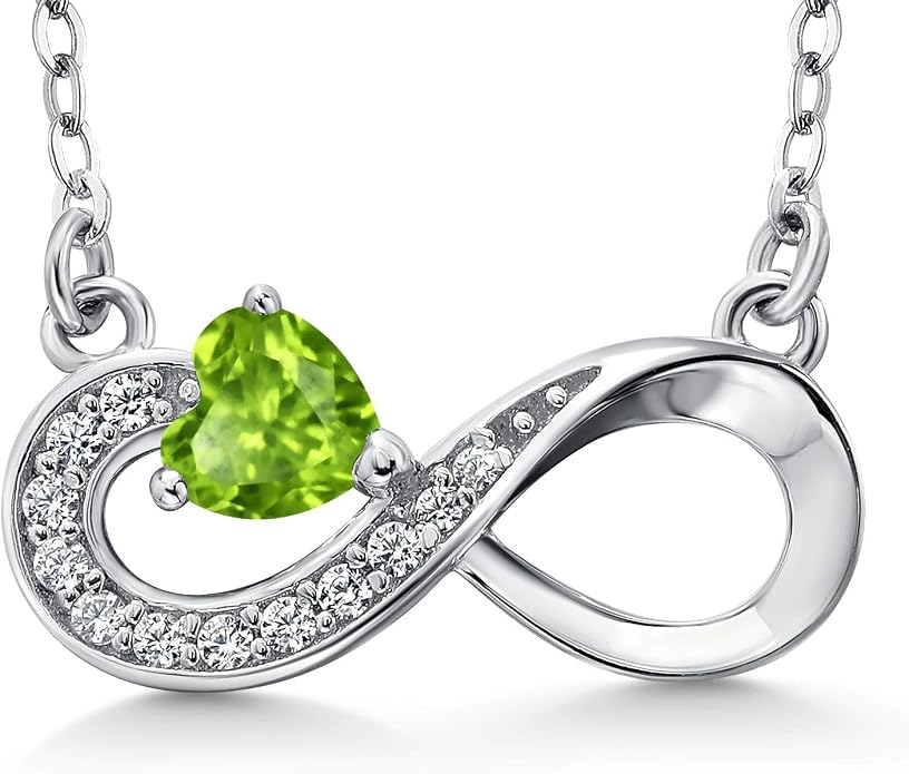 Gem Stone King Infinity Heart Pendant Necklace For Women | 925 Sterling Silver | 4MM Heart Shape Gemstone Birthstone | 18 Inch Silver Chain | Fine Jewelry Gift for Her Mom Women Wife