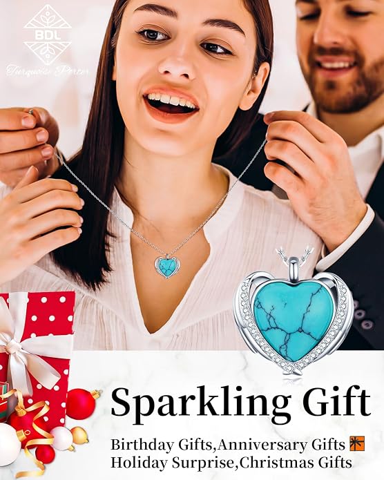 BDL Genuine Turquoise Jewelry for Women, Sterling Silver Earrings and Necklaces for Women, Leverback Dangle Drop Earrings Jewelry