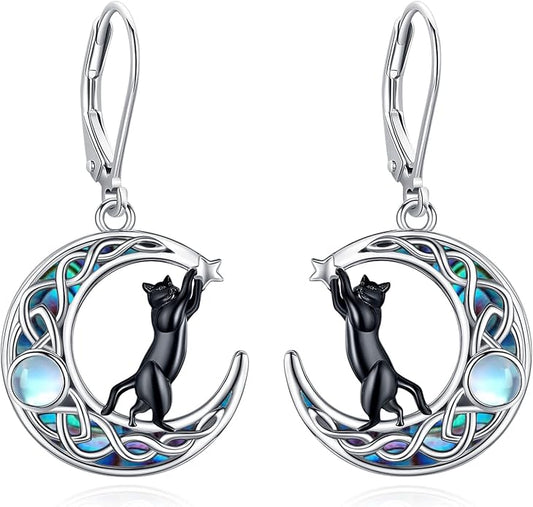 Tree of Life/Cat/Turtle/Butterfly/Flower/Celtic/Turquoise/Moonstone Dangle Earrings for Women Sterling Silver Cute Animals Drop Earrings Jewelry Gifts