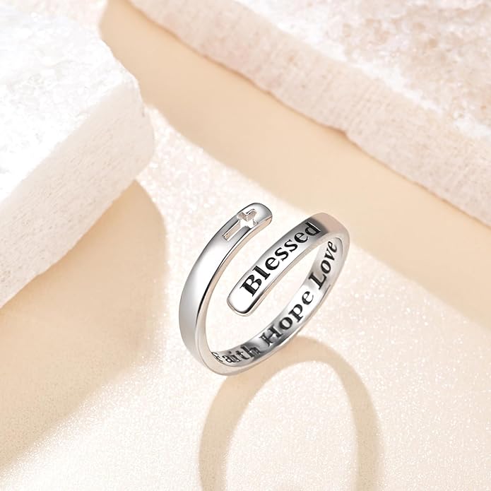 Silver Adjustable Ring Inspirational Jewelry S925 Sterling Wrap Open Ring for Women