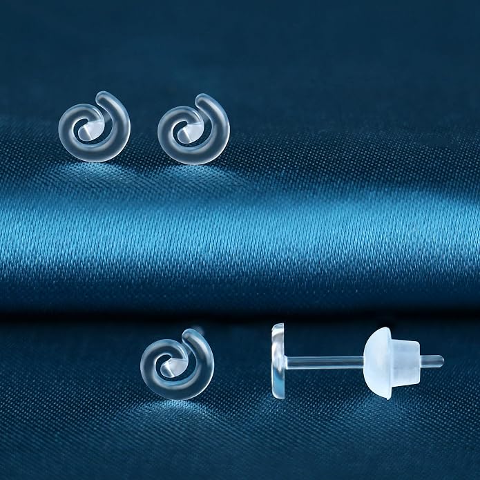 6 Pairs Invisible Plastic Post Earrings For Sensitive Ears - Clear, Sports & Work