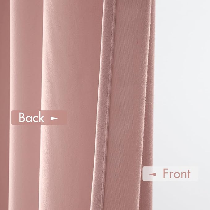MIULEE Light Pink Blackout Velvet Curtains Drapes 108 Inch Long 52"x108" | Luxurious Bedroom Living Room Decor, Room Darkening, Thermal Insulated, Rod Pocket Design, Super Soft Fabric, Extra Long