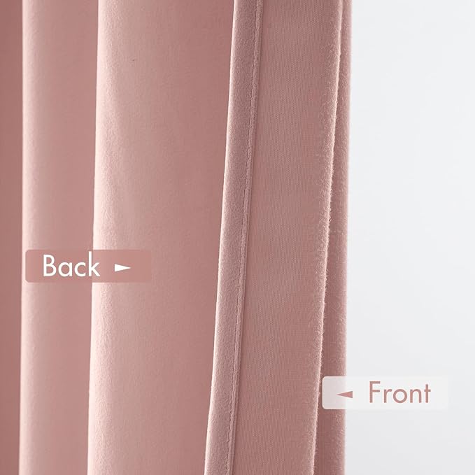 MIULEE Light Pink Blackout Velvet Curtains Drapes 90 Inch Long 52"x90" | Luxurious Bedroom Living Room Decor, Room Darkening, Thermal Insulated, Rod Pocket Design, Super Soft Fabric