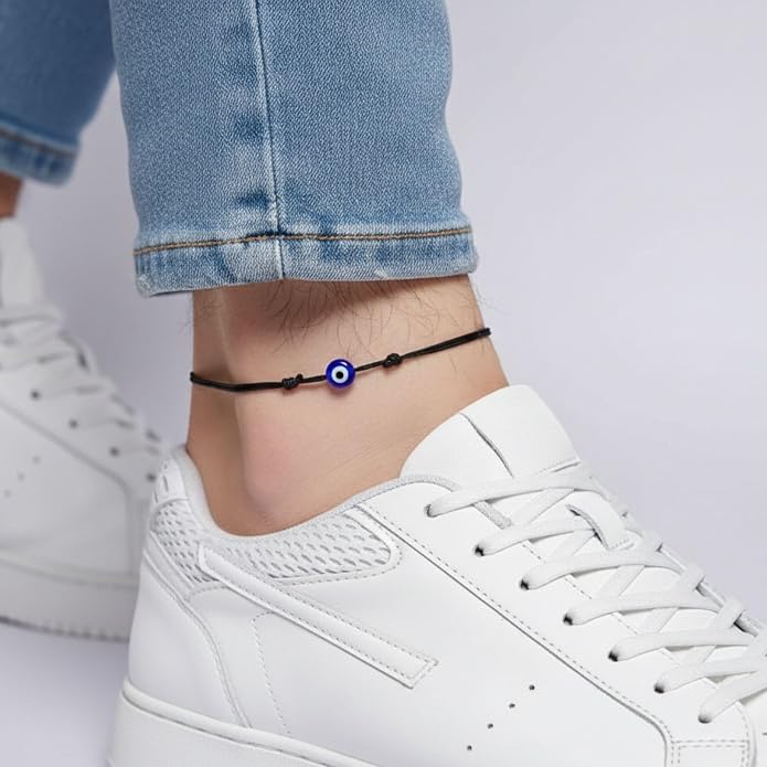 Evil Eye Red Cord Anklet Bracelet for Women Men Teen – Adjustable Waterproof String Ankle Jewelry for Protection & Good Luck, Minimalist Unisex Beach Accessory