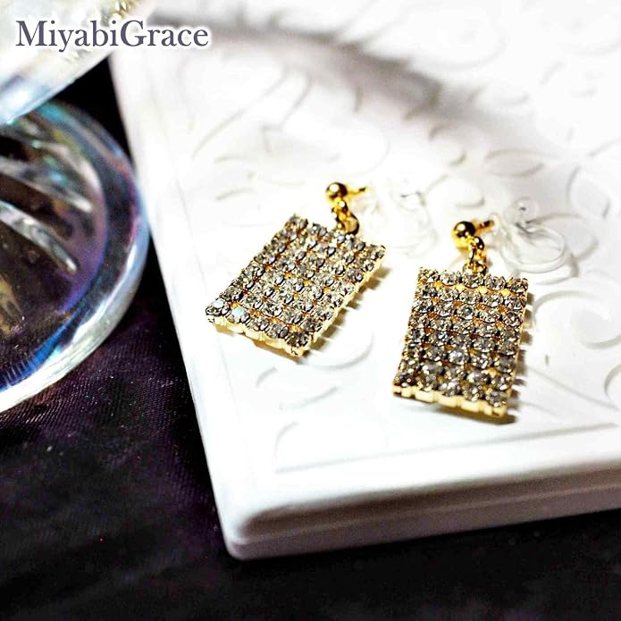 Dangle Silver Invisible Clip On Earrings for Women Not Pierced Gold Crystal Rhinestone Comfortable Hoop Fringe Long Chain Clip On Earrings