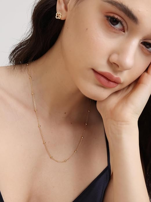 FRUMOS Gold Plated Necklace for Women, Dainty Layered Chain Necklace, Fashion Jewelry for Daily Wear