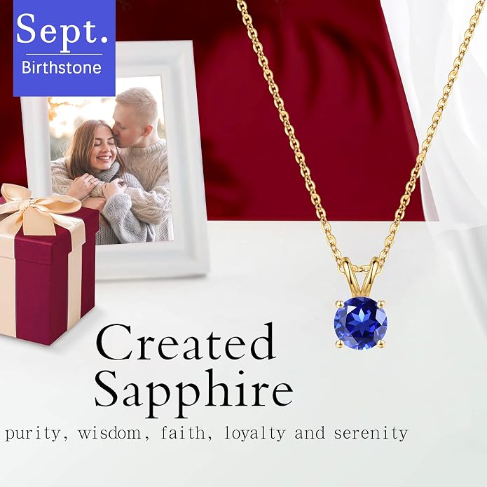 SMILEST Birthstone Necklaces for Women Mom Wife, 1ct Sparkle Round Cut Birthstone Pendant 925 Sterling Silver Necklace Anniversary Birthday Gifts for Women Mom Wife Friend