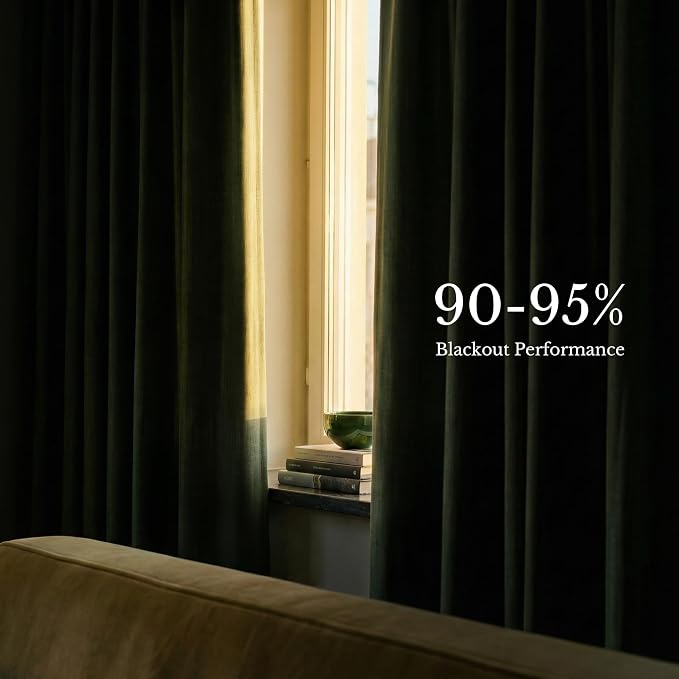 NICETOWN Vintage Olive Green Curtains 102" Long with Hooks and Tiebacks - Room Darkening Modern Heavy Drapes for Bedroom, Extra Long Window Treatments for Hall (40" Wide, 2 Panels)