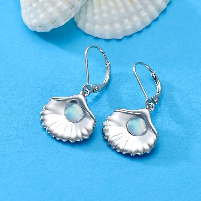 Dorunmo Moonstone Dangle Drop Earrings s925 Sterling Silver Leverback Earrings Filigree Moonstone Jewelry Birthday Gifts for Women