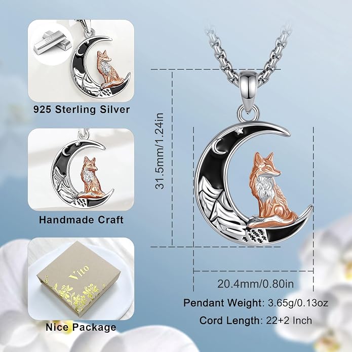 Vito 925 Sterling Silver Viking Necklace for Women Men, Viking Dragon/Wolf/Horse/Tree of Life Pendant Norse Amulet Nordic Jewelry for Men