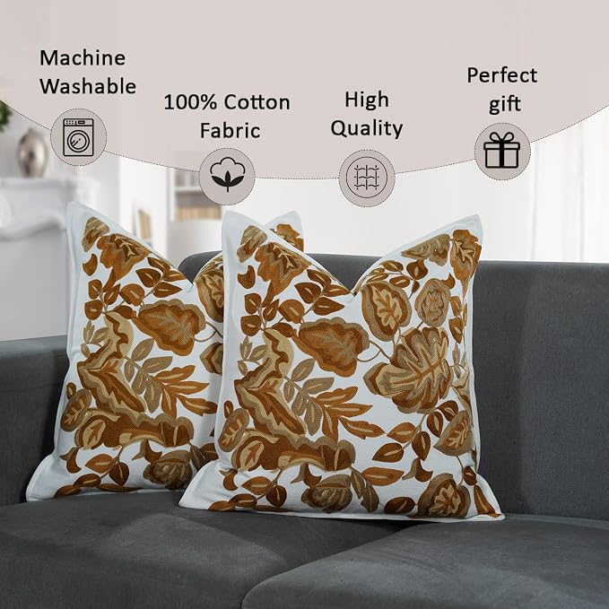 My Whimsical Corner Ombre Red Boho Decorative Throw Pillow Cover 18x18 Set of 2 Modern Pillow Case Square Embroidered Pillows for Couch Bed Gift for, Easter, Mother's Day