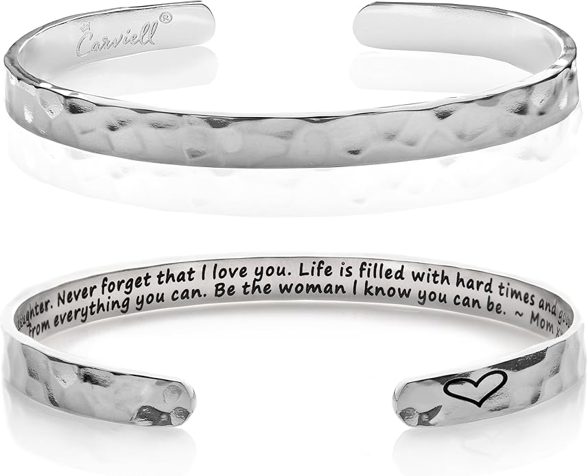 Carviell Bracelet - Gifts for Women – Inspirational, Friendship, Love, Mom, Daughter, Sister, Christian, Graduation, Memorial & Wedding Gifts – 100+ Phrases – Stainless Steel, Gift-Ready