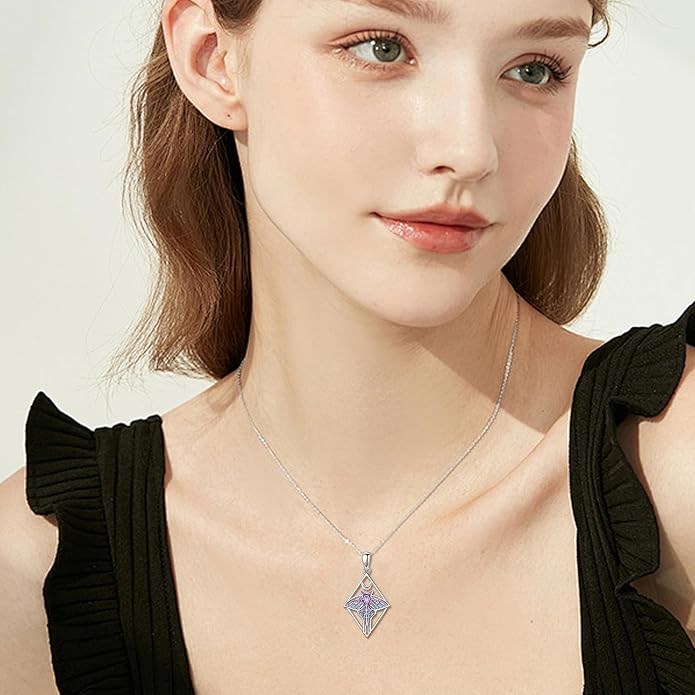 URONE Moth Necklace 925 Sterling Silver Moth Pendant Luna Moth Jewelry Gifts for Women