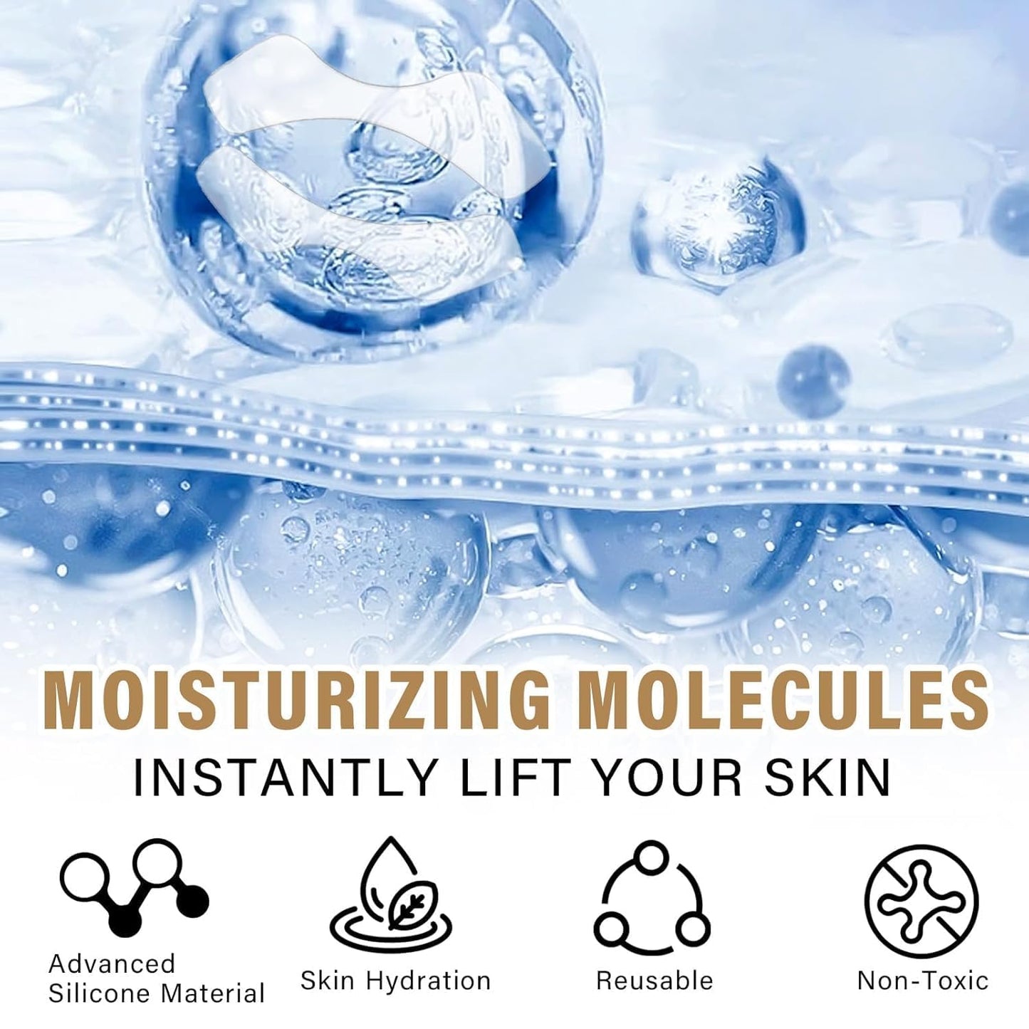 Anti Wrinkle Patches for Lip, Smooth Fine Lines & Wrinkles, Silicone Wrinkle Patches with Hydrolyzed Collagen with Aloe,Vitamin E - Overnight Lift Lines Treatment, Gold