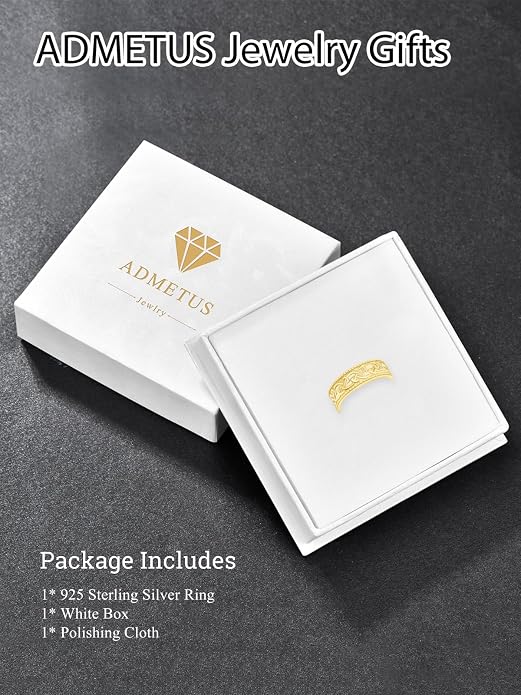 ADMETUS 925 Sterling Silver Celtic Knot Ring Wedding Band Rings for Men Celtic Jewelry Gifts for Men Rings Size 5-15