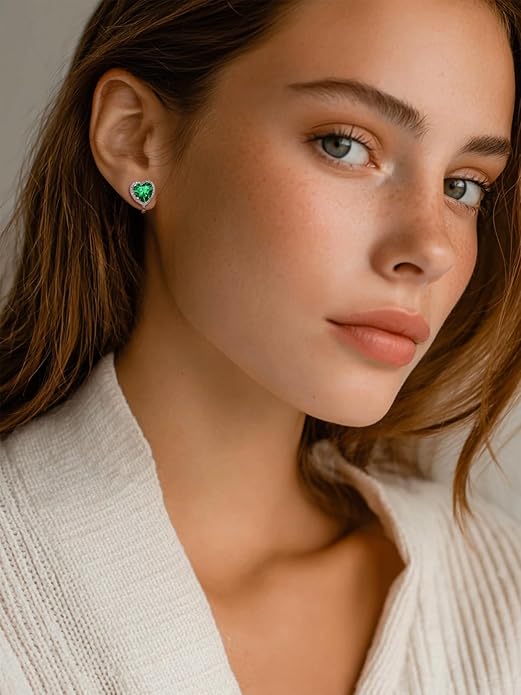FindChic Sparkling Birthstone Clip On Earrings for Women, Silver Plated Stud Earrings 8MM Cubic Zirconia Non Pierced Studs, 12 Months Birthday Jewelry Gift