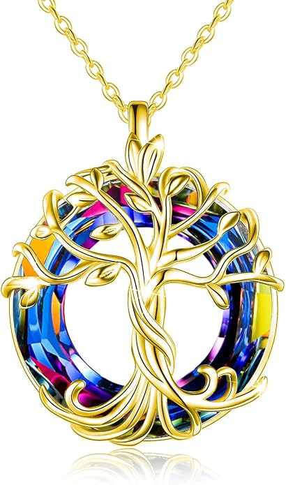 TOUPOP Tree of Life Necklace Gifts for Women 925 Sterling Silver Family Tree Pendant with Crystal Birthday Irish Jewelry Gifts for Women Her Wife Mom