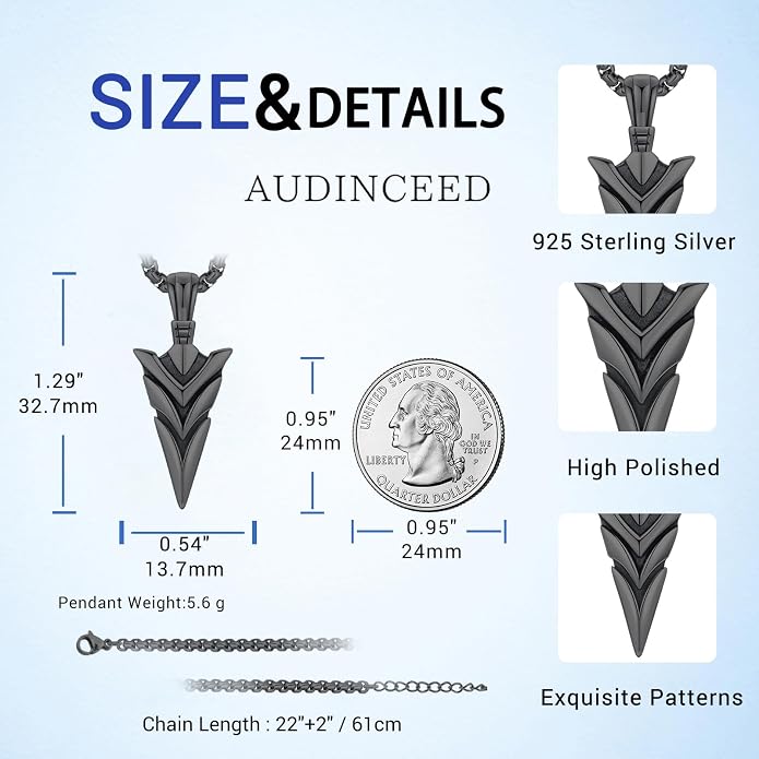 Thors Hammer Necklace/Viking Tree of Life/Valknut/Vegvisir/Triskelion/Sword/Spear Point Arrowhead/Urn Necklace for Ashes/Compass Necklace 925 Sterling Silver Amulet Jewelry for Men Women