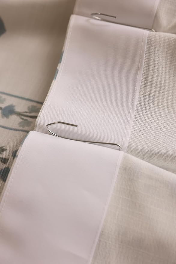 DrapePalette - Linen Blend Pinch Pleated Curtains 102 Inches Long for Living Room, Bedroom, Dining Room, Light Filtering Curtains 1 Panel Set, Modern Floral Printed Design, Antique White 52" W x 102"L