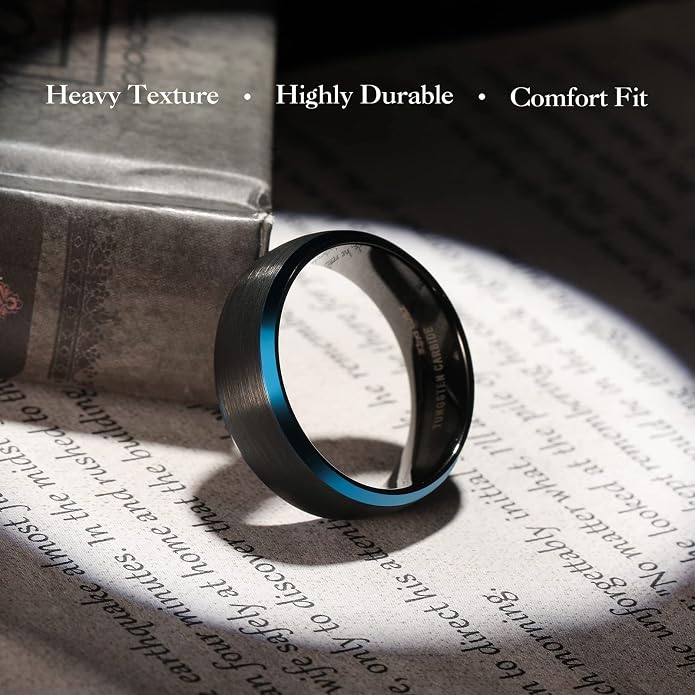 King Will Wedding Band for Men Women, 2/4/6/7/8mm Domed Matte Brushed Tungsten Carbide Rings, Solid/Dual Color Engagement Rings, Comfort Fit