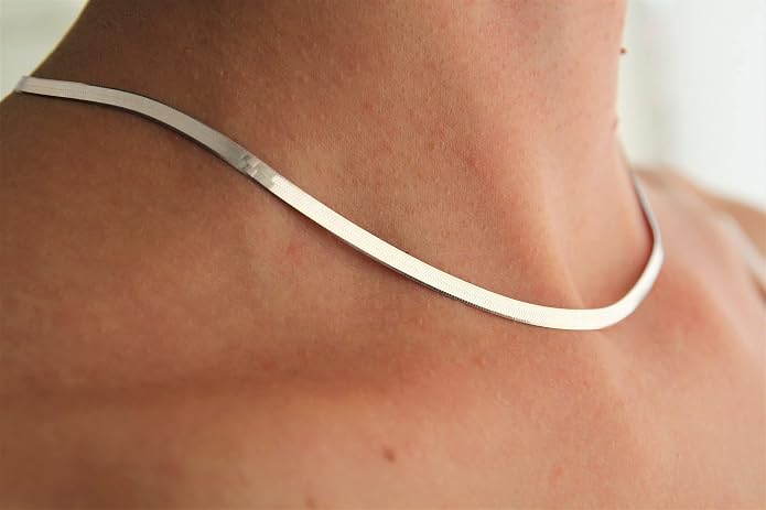 DEARMAY 14K Gold Plated Herringbone Necklaces for Women, Dainty Gold Snake Choker Chain Non Tarnish Trendy Simple Thin & Chunky Options Neckalce 1.5/3/5/6/8mm Chain Jewelry for Gifts