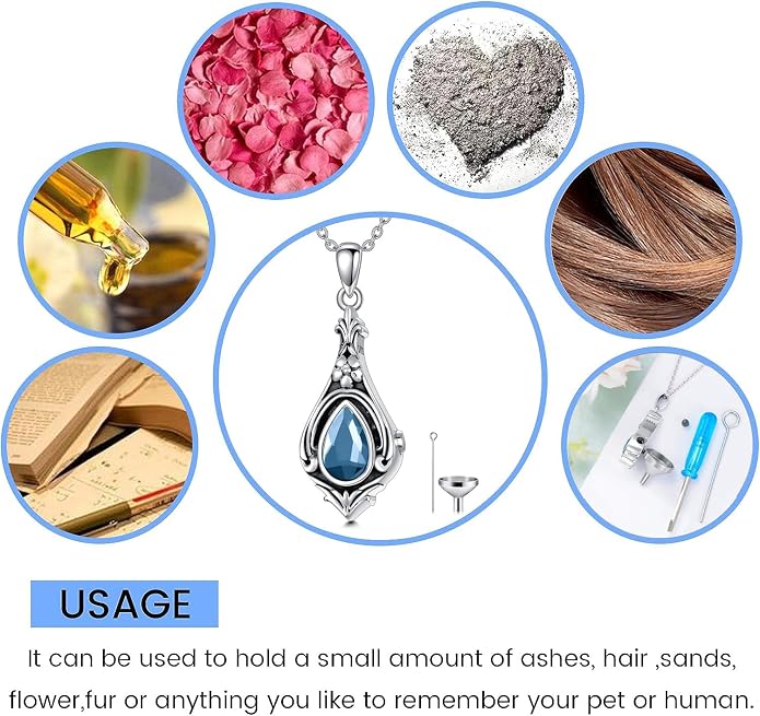 Seiyang Urn Necklace for Ashes 925 Sterling Silver with Birthstone Cremation Jewelry Keepsake Ashes Pendant Necklace Memorial Jewelry for Women Loved One