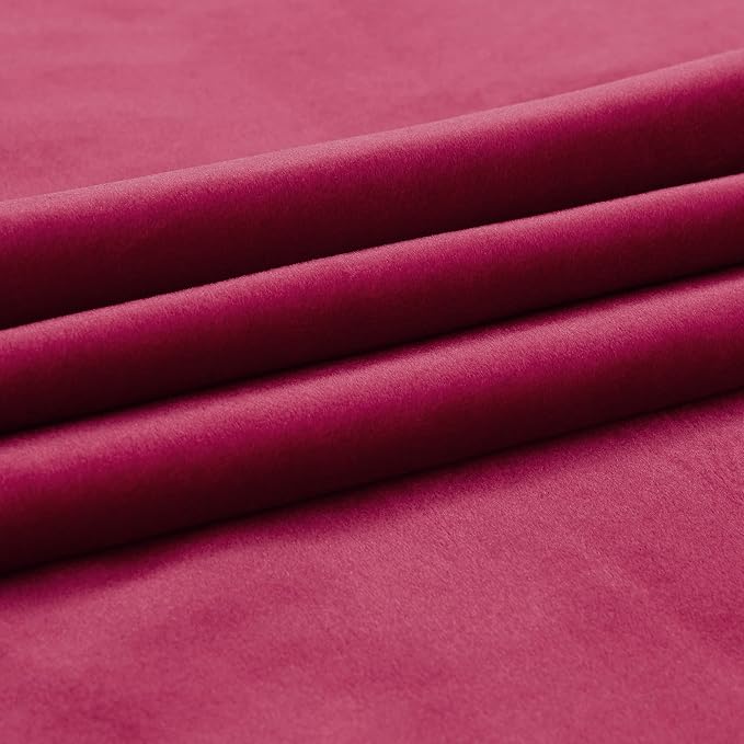 PRIMROSE Red Curtains 63 inch for Living Room Velvet Drapes Blackout Rod Pocket Back Tab Window Treatment Semi Room Darkening Decor Curtains for Bedroom Set of 2 Panels