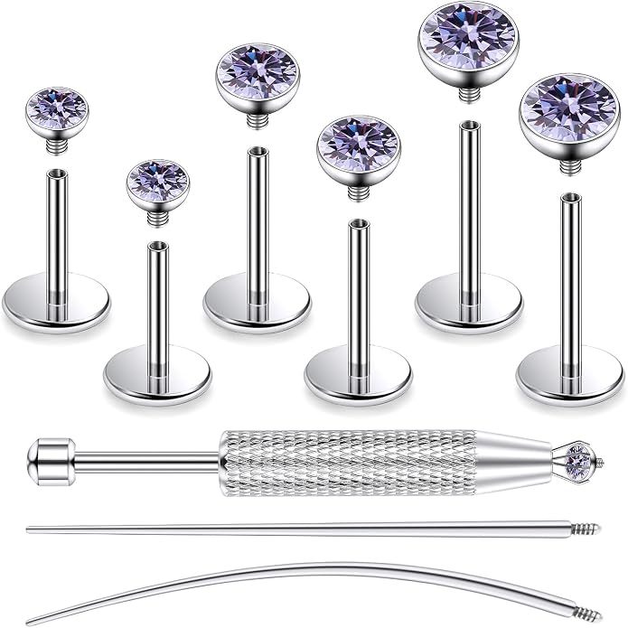 Jenxnjsjo F136 Titanium 20/18/16g Earrings Nose Lip Rings Studs Labret Medusa Tragus Helix Conch Cartilage Piercing Jewelry for Women
