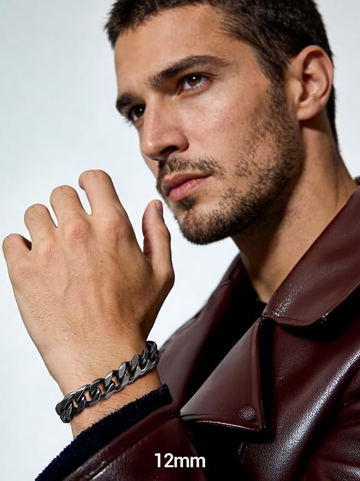 PROSTEEL Stainless Steel Bracelets for Men Women, Gold/Silver/Black, Cuban Link Bracelet Adjustable, Jewelry with Gift Box