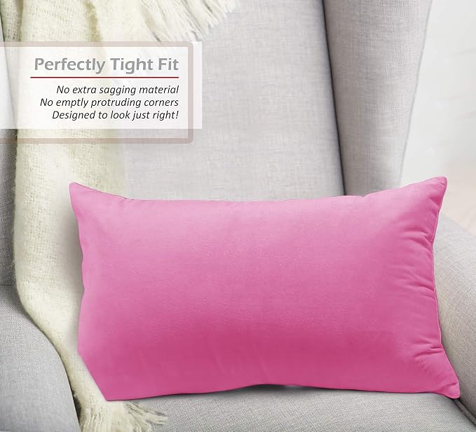 Nestl Throw Pillow Covers, Cozy Velvet Decorative Pillow Covers 12x20 Inches, Soft Solid Couch Pillow Covers for Sofa, Bed and Car, Set of 4 - Light Pink